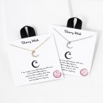 Wholesale dainty Chain Link Necklace Cubic Zirconia Crescent Moon Star Pendant L