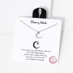 Wholesale dainty Chain Link Necklace Cubic Zirconia Crescent Moon Star Pendant L