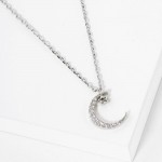 Wholesale dainty Chain Link Necklace Cubic Zirconia Crescent Moon Star Pendant L