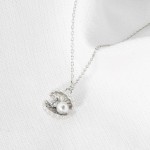Wholesale dainty Chain Link Necklace Metal Shell Pearl Pendant Cubic Zirconia De