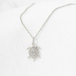 Wholesale dainty Chain Link Necklace Cubic Zirconia Sea Turtle Pendant L Extende