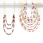 Wholesale layered Chain Link Necklace Glass Crystals Metal Beads L