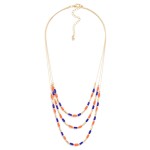 Wholesale layered Chain Link Necklace Glass Crystals Metal Beads L