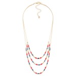 Wholesale layered Chain Link Necklace Glass Crystals Metal Beads L