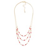 Wholesale layered Chain Link Necklace Glass Crystals Metal Beads L