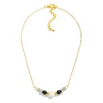 Wholesale dainty Chain Link Necklace Stone Faceted Beaded Accent L Extender L