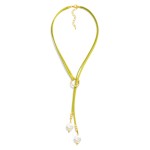Wholesale leather Y Necklace Flat Pearl Pendants L Extender L