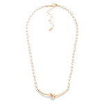 Wholesale pearl Metal Beaded Necklace Metal Knotted Bar L Extender L