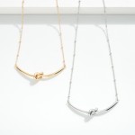 Wholesale chain Link Necklace Metal Knotted Bar Detail L Extender L