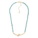 Wholesale faceted Bead Necklace Metal Knotted Pendant L Extender L