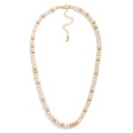 Candy Bead Beaded Necklace Featuring Gold Tone Beads

- Approximately 16" L 