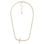 Wholesale pearl Metal Beaded Necklace Metal Beaded Cross L Extender L