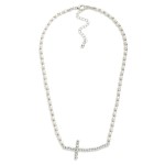 Wholesale pearl Metal Beaded Necklace Metal Beaded Cross L Extender L