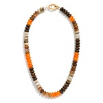 Wholesale marbled Acetate Stone Disk Beaded Necklace L