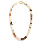 Wholesale marbled Acetate Stone Disk Beaded Necklace L