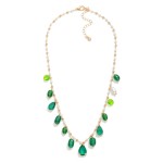 Wholesale metal Pearl Beaded Linked Necklace Glass Crystal Stone Pearl Charms L