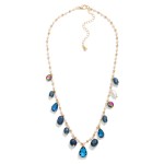 Wholesale metal Pearl Beaded Linked Necklace Glass Crystal Stone Pearl Charms L