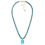 Wholesale stone Disk Beaded Necklace Glass Crystal Pendant L