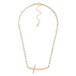 Wholesale stone Beaded Necklace Metal Bubble East West Cross Pendant L Extender