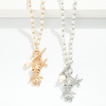 Wholesale pearl Metal Beaded Necklace Metal Toggle Clasp Fish Pendent L Extender