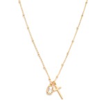 Wholesale dainty Chain Link Necklace Cross Glass Crystal Pendent Metal Ball Stat