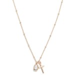 Wholesale dainty Chain Link Necklace Cross Glass Crystal Pendent Metal Ball Stat