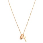 Wholesale dainty Chain Link Necklace Cross Glass Crystal Pendent Metal Ball Stat