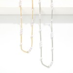 Wholesale chain Link Necklace Pearl Cluster Stations L Extender L