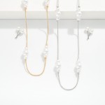 Wholesale snake Chain Necklace Pearl Cluster Stations Pearl Stud Earrings Includ