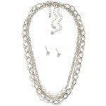 Wholesale layered Chain Link Necklace Pearl Details Metal Ball Studs Included L