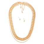 Wholesale layered Chain Link Necklace Metal Ball Studs Included L Extender L