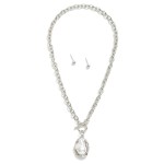 Wholesale metal Chain Link Necklace Pearl Pendant Toggle Clasp L Metal Stud Earr