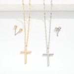 Wholesale metal Chain Link Necklace Cross Pendant L Extender L Metal Stud Earrin
