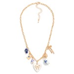 Wholesale chain Link Necklace Metal Tones Porcelain Charms L Extender L