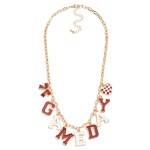 Wholesale chain Link Necklace Game day Lettering Heart Bow Pendant L Extender L