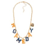 Wholesale chain Link Necklace Game day Lettering Heart Bow Pendant L Extender L
