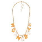 Wholesale chain Link Necklace Game day Lettering Heart Bow Pendant L Extender L