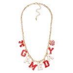 Wholesale chain Link Necklace Game day Lettering Heart Bow Pendant L Extender L