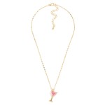 Wholesale chain Link Necklace Rhinestone Martini Glass Pendant L Extender L