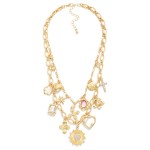 Wholesale layered Chain Link Necklace Metal Rhinestone Pearl Charms L Extender L