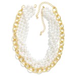 Wholesale layered Pearl Beaded Necklace Chain Link Accent L Extender L