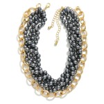 Wholesale layered Pearl Beaded Necklace Chain Link Accent L Extender L