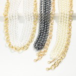 Wholesale layered Pearl Beaded Necklace Chain Link Accent L Extender L