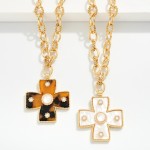 Wholesale chain Link Necklace Twisted Links Acetate Plus Cross Pendant L Extende