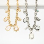 Wholesale layered Chain Link Necklace Twisted Links Metal Pearl Charms L Extende