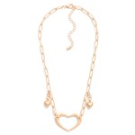Wholesale paper Clip Chain Link Necklace Heart Pendant L