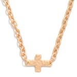 Wholesale chain Link Necklace Hammered Cross Pendant L
