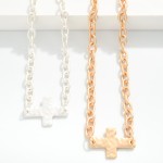 Wholesale chain Link Necklace Hammered Cross Pendant L