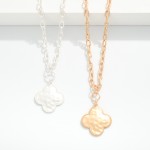 Wholesale chain Link Necklace Hammered Clover L