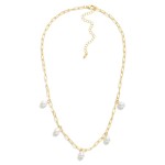 Wholesale matte Metal Paperclip Chain Link Necklace Pearl Charms L Extender L